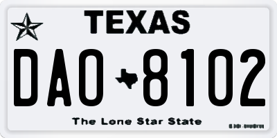 TX license plate DAO8102