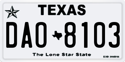 TX license plate DAO8103