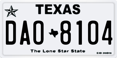 TX license plate DAO8104