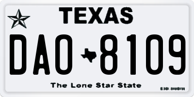 TX license plate DAO8109