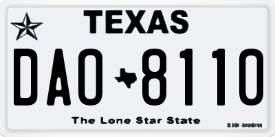 TX license plate DAO8110