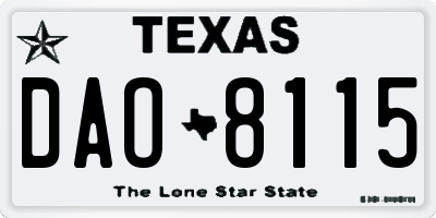 TX license plate DAO8115