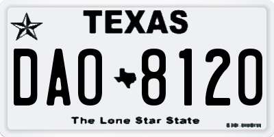 TX license plate DAO8120