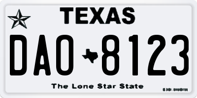 TX license plate DAO8123