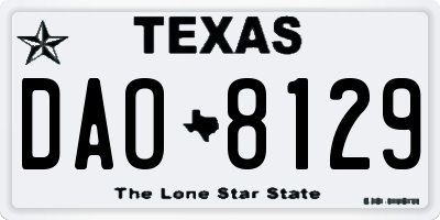 TX license plate DAO8129