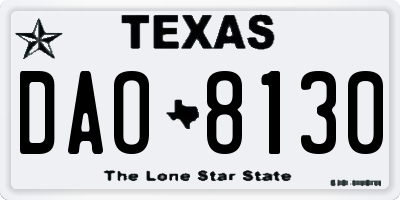 TX license plate DAO8130