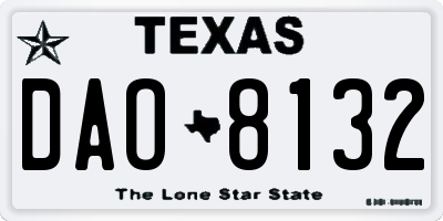 TX license plate DAO8132