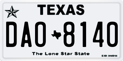 TX license plate DAO8140