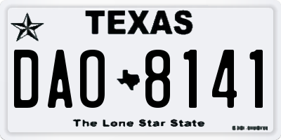 TX license plate DAO8141