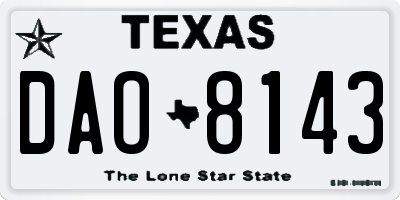 TX license plate DAO8143