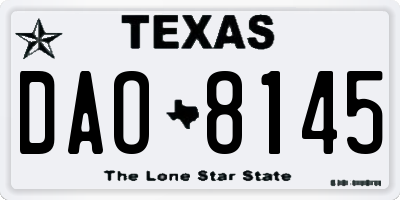 TX license plate DAO8145