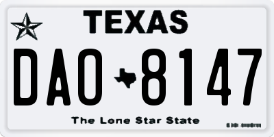TX license plate DAO8147