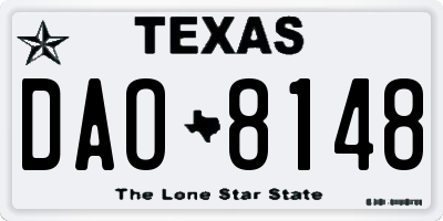 TX license plate DAO8148