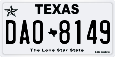 TX license plate DAO8149