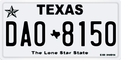 TX license plate DAO8150