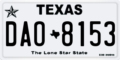 TX license plate DAO8153