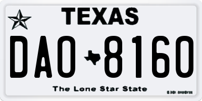 TX license plate DAO8160
