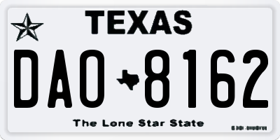 TX license plate DAO8162