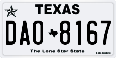 TX license plate DAO8167