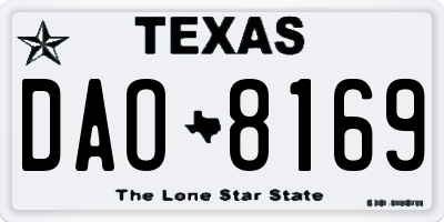 TX license plate DAO8169