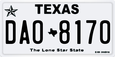 TX license plate DAO8170