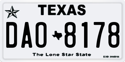 TX license plate DAO8178
