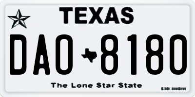 TX license plate DAO8180