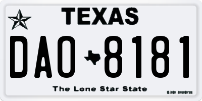 TX license plate DAO8181