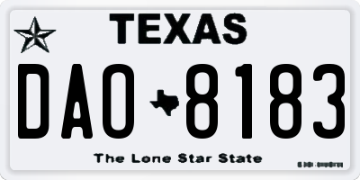 TX license plate DAO8183