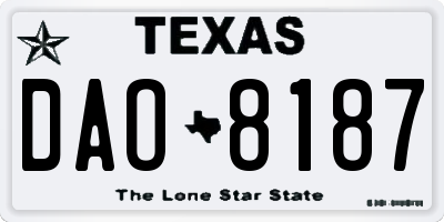 TX license plate DAO8187