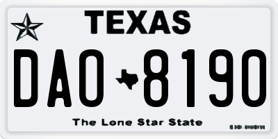 TX license plate DAO8190