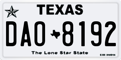 TX license plate DAO8192