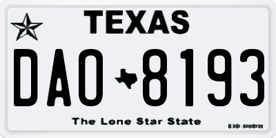 TX license plate DAO8193
