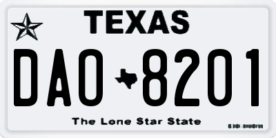 TX license plate DAO8201
