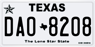TX license plate DAO8208