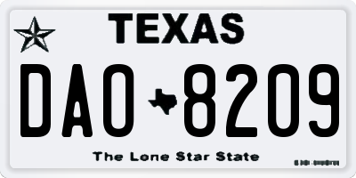TX license plate DAO8209