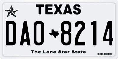 TX license plate DAO8214