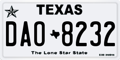 TX license plate DAO8232