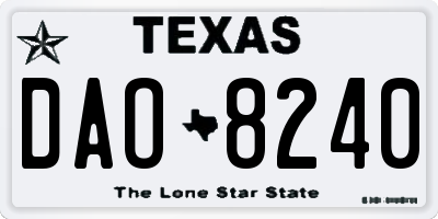TX license plate DAO8240