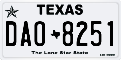 TX license plate DAO8251