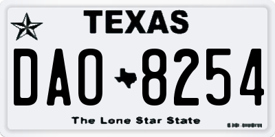 TX license plate DAO8254