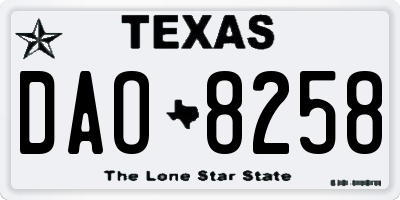 TX license plate DAO8258