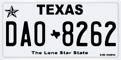 TX license plate DAO8262