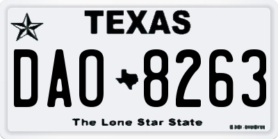 TX license plate DAO8263