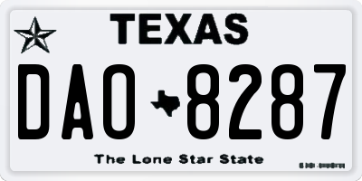 TX license plate DAO8287