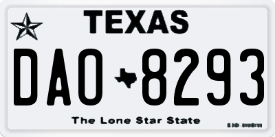 TX license plate DAO8293