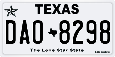TX license plate DAO8298