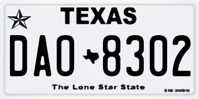 TX license plate DAO8302