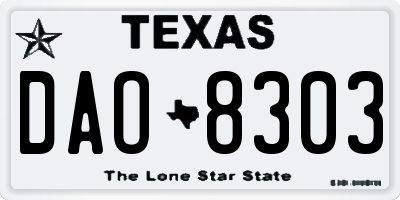 TX license plate DAO8303