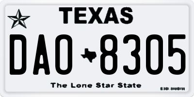 TX license plate DAO8305